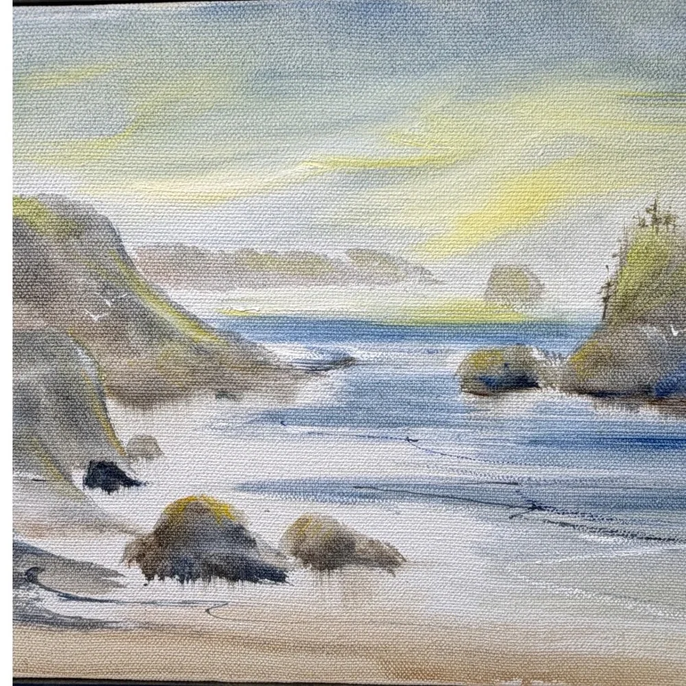 Vintage Original Signed Sherlock Coastal Seascape Landscape Painting